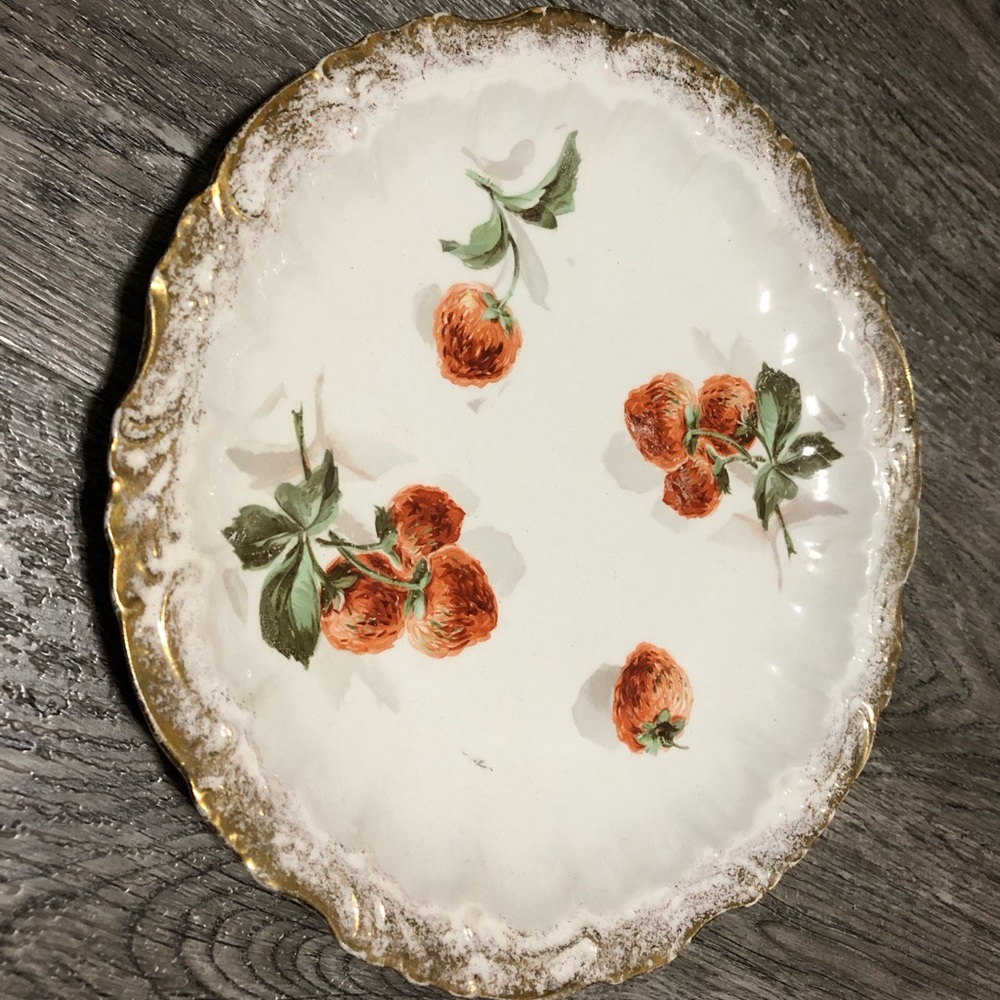 Antique Sevres Porcelain Strawberries Plate